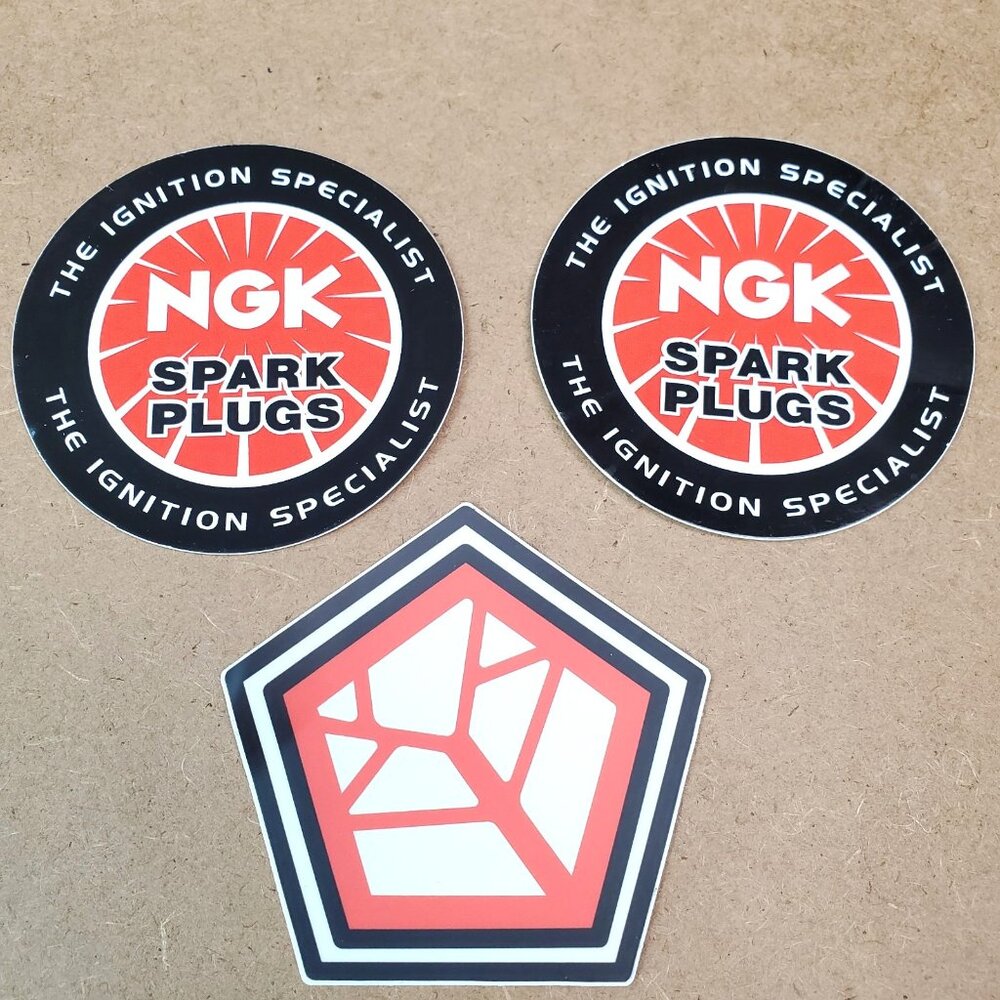 Lot of 3 NGK Spark Plugs Racing Decals Stickers NHRA Nascar Hot Rod Tool Box 3"